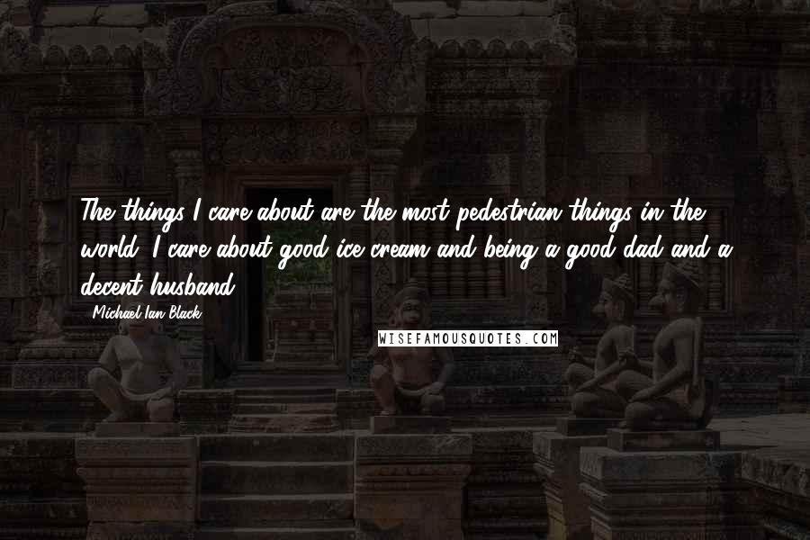 Michael Ian Black Quotes: The things I care about are the most pedestrian things in the world. I care about good ice cream and being a good dad and a decent husband.