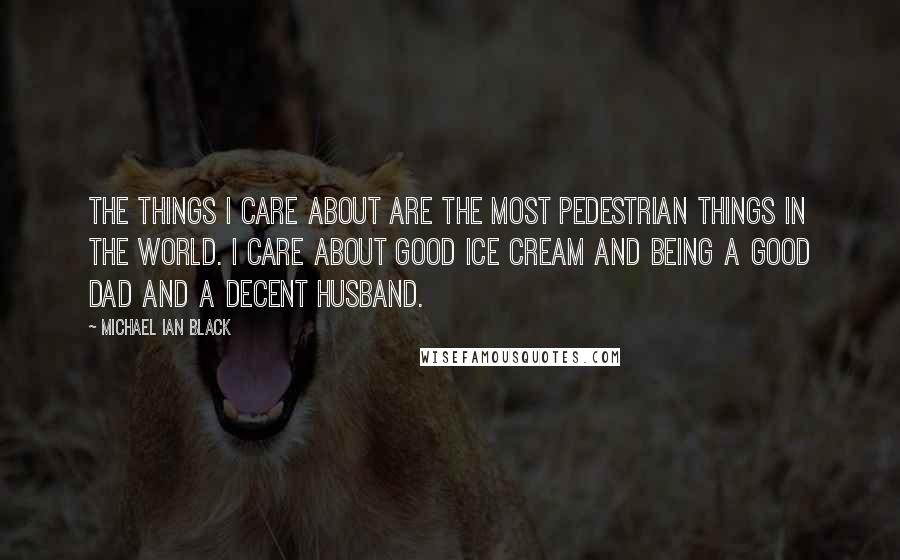 Michael Ian Black Quotes: The things I care about are the most pedestrian things in the world. I care about good ice cream and being a good dad and a decent husband.