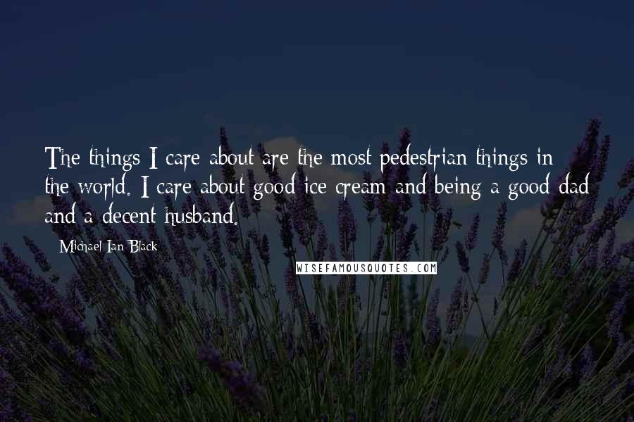 Michael Ian Black Quotes: The things I care about are the most pedestrian things in the world. I care about good ice cream and being a good dad and a decent husband.