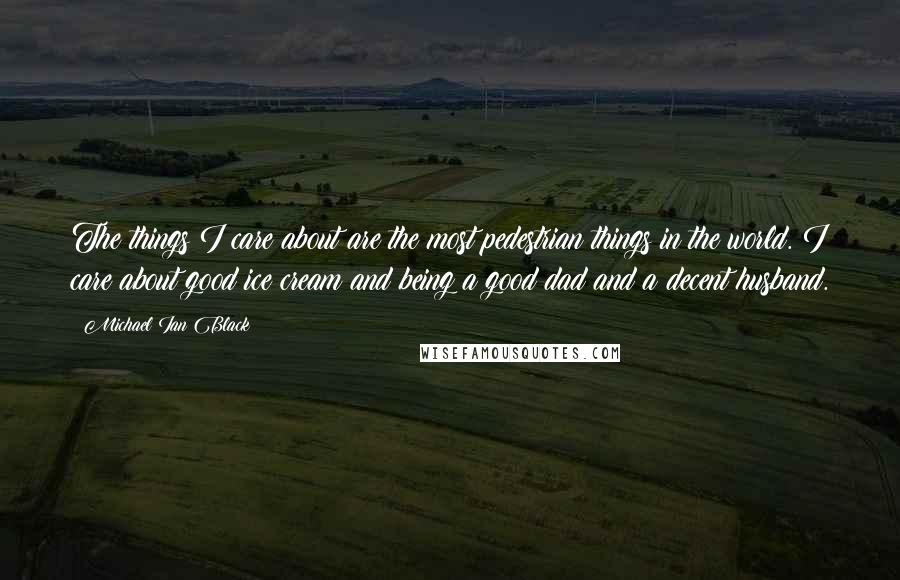 Michael Ian Black Quotes: The things I care about are the most pedestrian things in the world. I care about good ice cream and being a good dad and a decent husband.