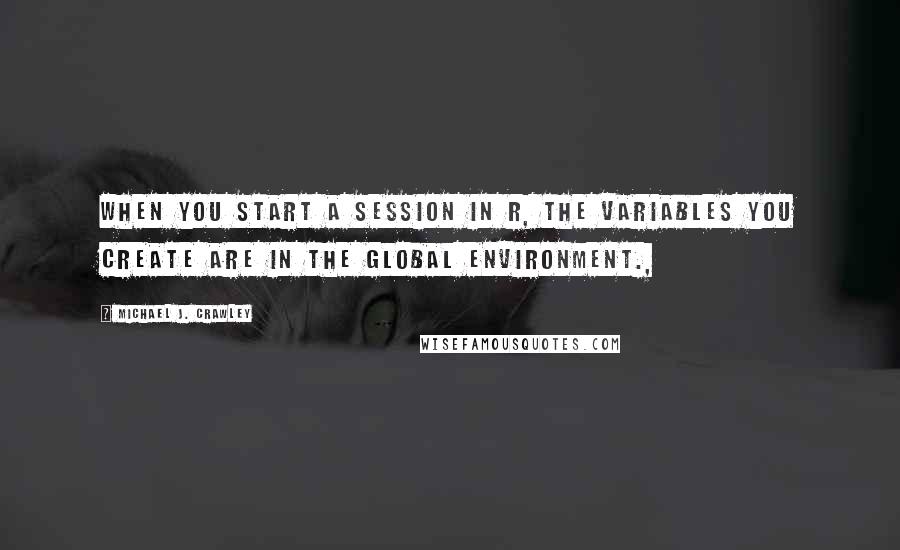 Michael J. Crawley Quotes: When you start a session in R, the variables you create are in the global environment.,