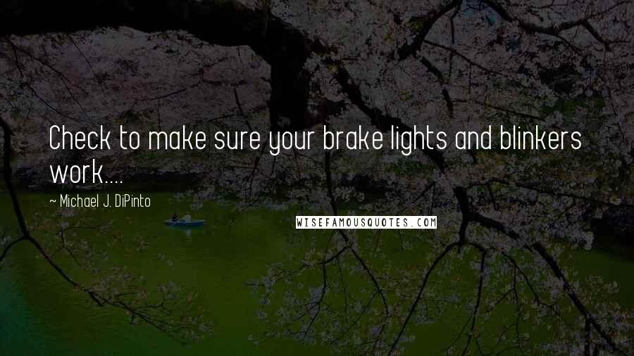 Michael J. DiPinto Quotes: Check to make sure your brake lights and blinkers work....