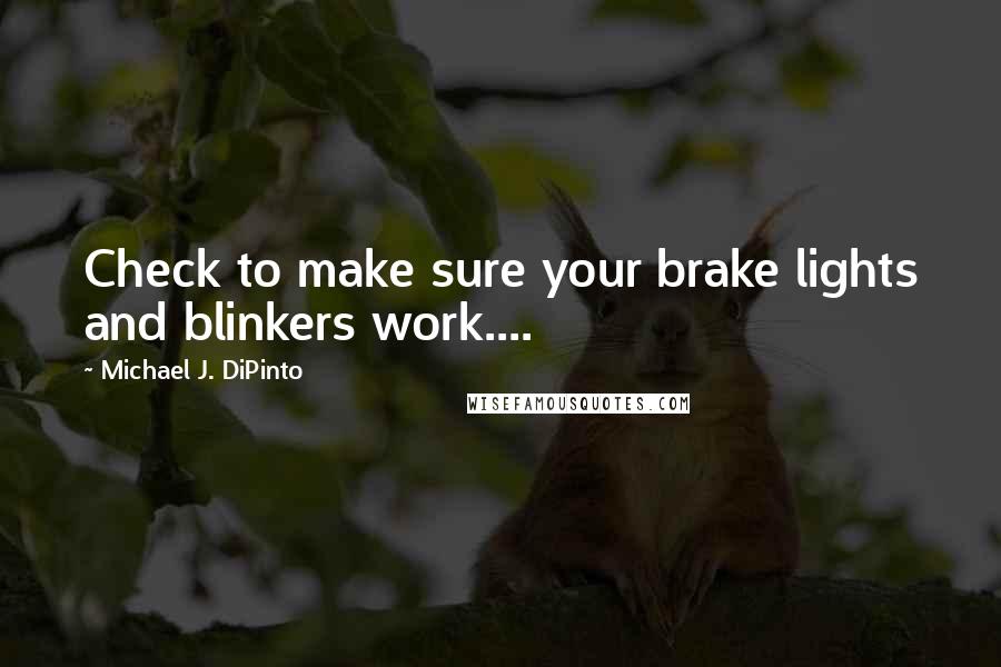 Michael J. DiPinto Quotes: Check to make sure your brake lights and blinkers work....