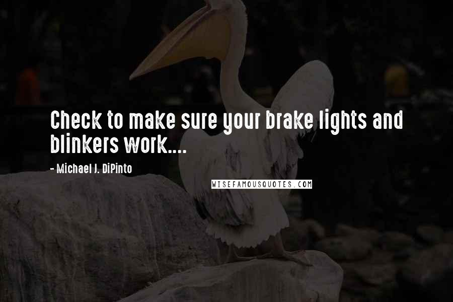 Michael J. DiPinto Quotes: Check to make sure your brake lights and blinkers work....