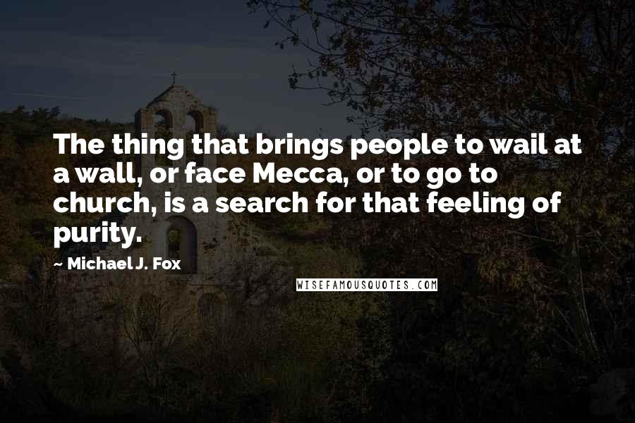 Michael J. Fox Quotes: The thing that brings people to wail at a wall, or face Mecca, or to go to church, is a search for that feeling of purity.