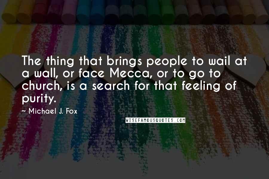 Michael J. Fox Quotes: The thing that brings people to wail at a wall, or face Mecca, or to go to church, is a search for that feeling of purity.