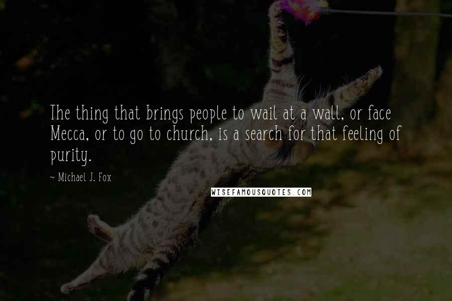 Michael J. Fox Quotes: The thing that brings people to wail at a wall, or face Mecca, or to go to church, is a search for that feeling of purity.