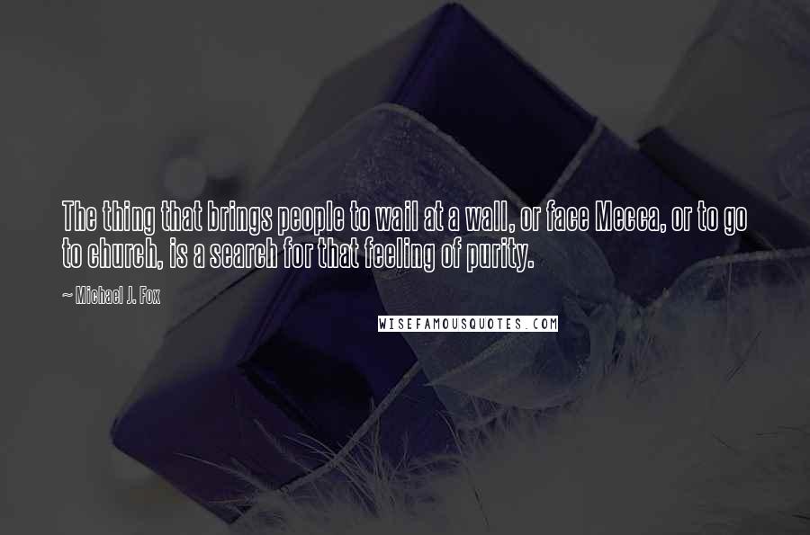 Michael J. Fox Quotes: The thing that brings people to wail at a wall, or face Mecca, or to go to church, is a search for that feeling of purity.