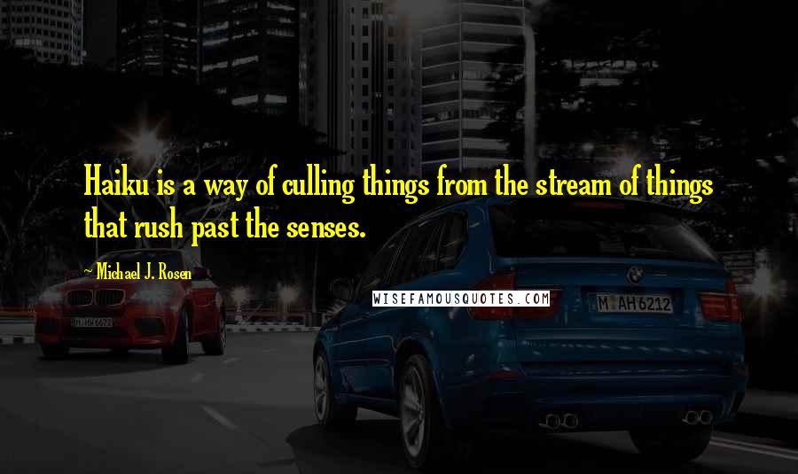 Michael J. Rosen Quotes: Haiku is a way of culling things from the stream of things that rush past the senses.