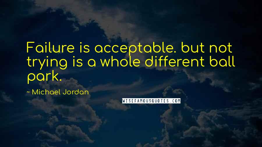 Michael Jordan Quotes: Failure is acceptable. but not trying is a whole different ball park.