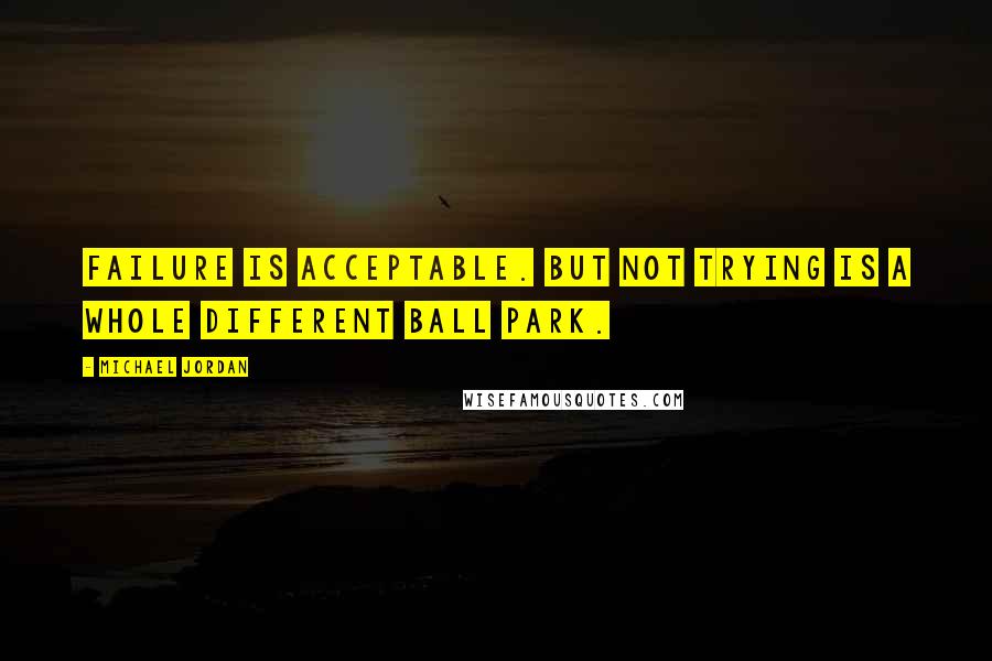 Michael Jordan Quotes: Failure is acceptable. but not trying is a whole different ball park.