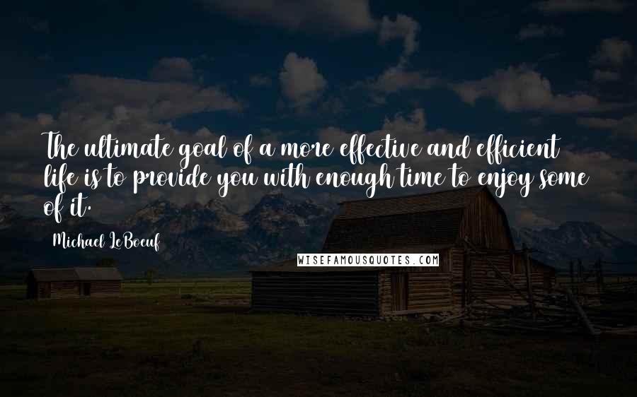 Michael LeBoeuf Quotes: The ultimate goal of a more effective and efficient life is to provide you with enough time to enjoy some of it.