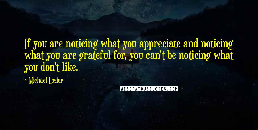 Michael Losier Quotes: If you are noticing what you appreciate and noticing what you are grateful for, you can't be noticing what you don't like.
