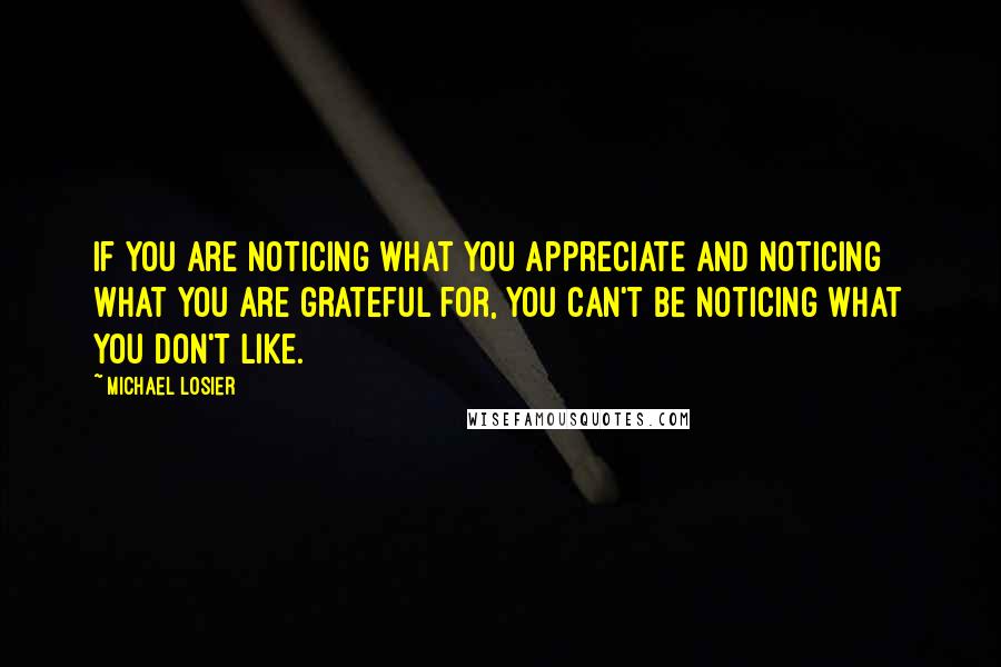 Michael Losier Quotes: If you are noticing what you appreciate and noticing what you are grateful for, you can't be noticing what you don't like.