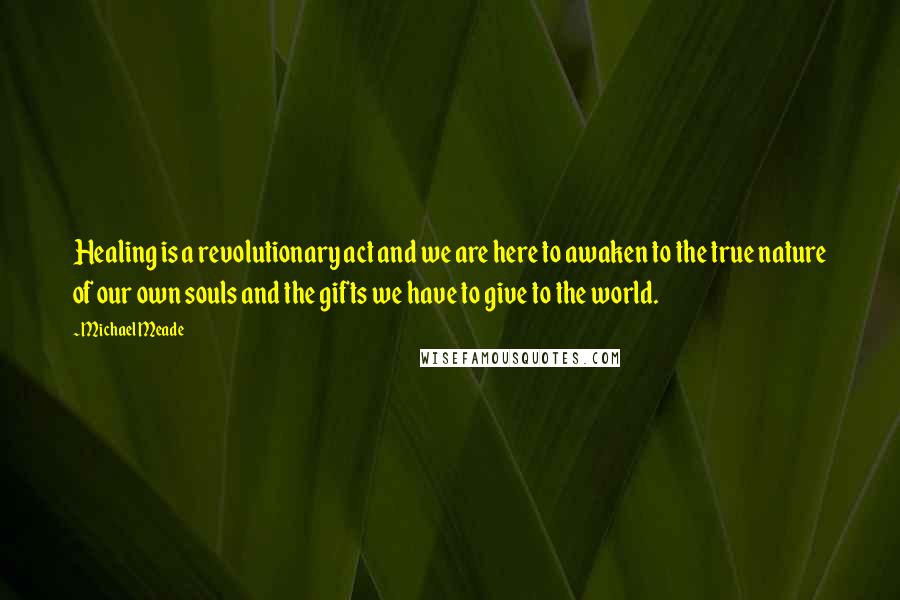 Michael Meade Quotes: Healing is a revolutionary act and we are here to awaken to the true nature of our own souls and the gifts we have to give to the world.