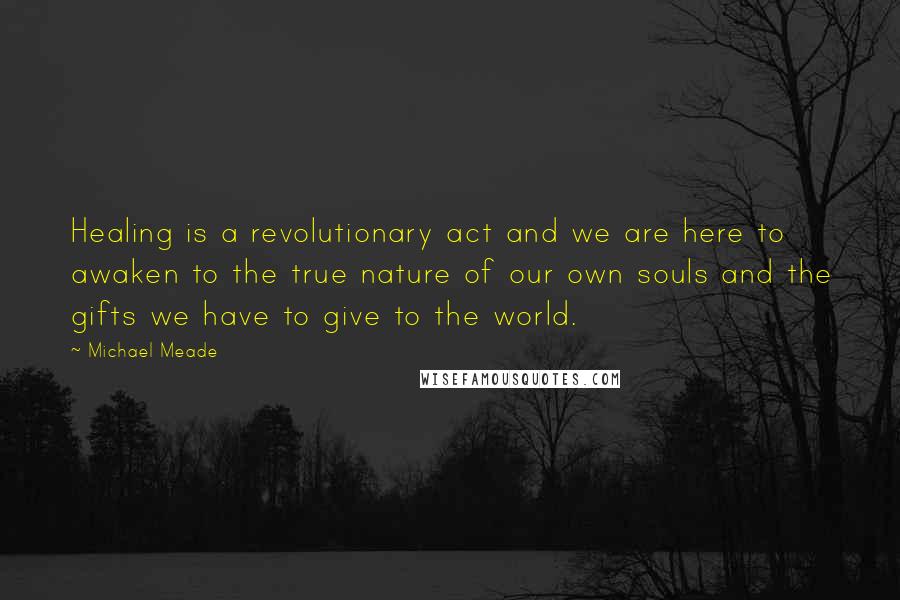 Michael Meade Quotes: Healing is a revolutionary act and we are here to awaken to the true nature of our own souls and the gifts we have to give to the world.