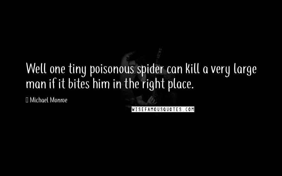 Michael Monroe Quotes: Well one tiny poisonous spider can kill a very large man if it bites him in the right place.