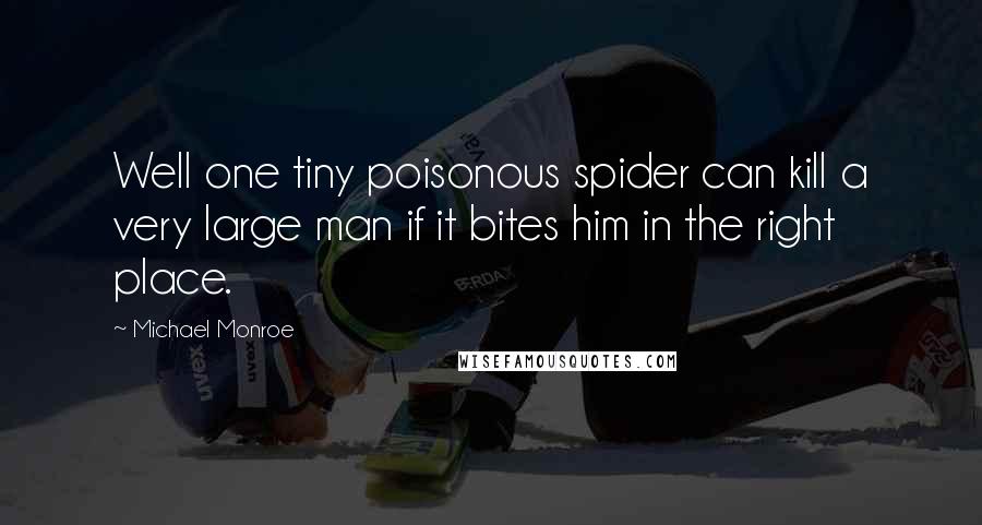 Michael Monroe Quotes: Well one tiny poisonous spider can kill a very large man if it bites him in the right place.