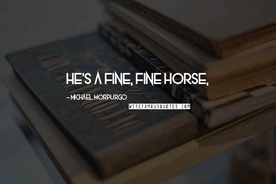 Michael Morpurgo Quotes: he's a fine, fine horse,