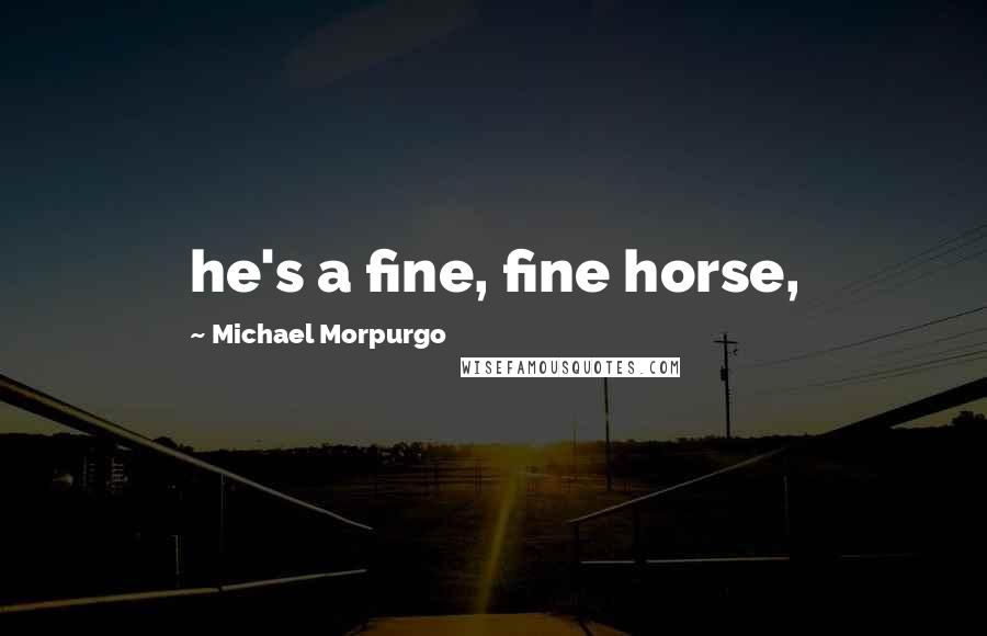 Michael Morpurgo Quotes: he's a fine, fine horse,
