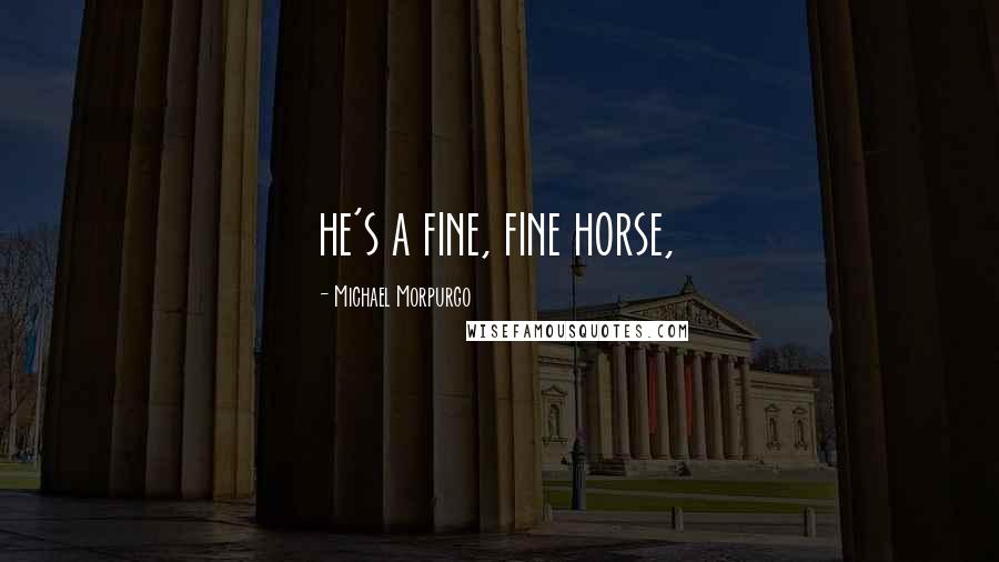Michael Morpurgo Quotes: he's a fine, fine horse,