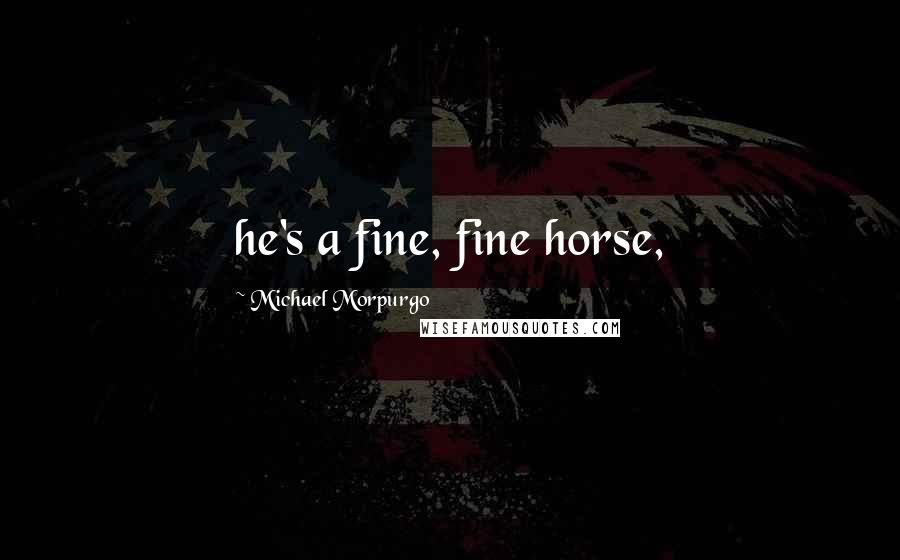 Michael Morpurgo Quotes: he's a fine, fine horse,