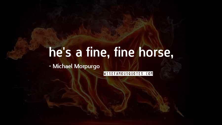 Michael Morpurgo Quotes: he's a fine, fine horse,