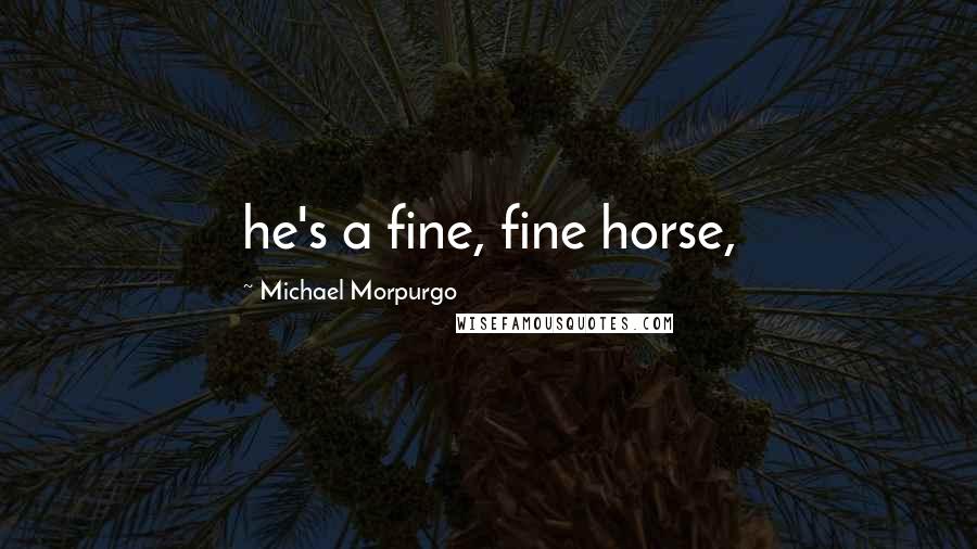 Michael Morpurgo Quotes: he's a fine, fine horse,