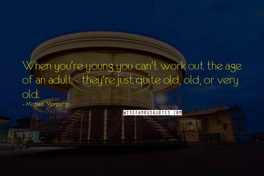 Michael Morpurgo Quotes: When you're young you can't work out the age of an adult - they're just quite old, old, or very old.