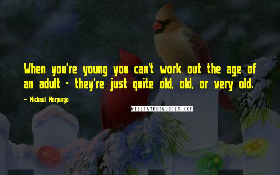 Michael Morpurgo Quotes: When you're young you can't work out the age of an adult - they're just quite old, old, or very old.