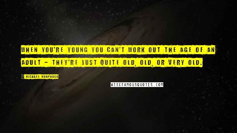 Michael Morpurgo Quotes: When you're young you can't work out the age of an adult - they're just quite old, old, or very old.