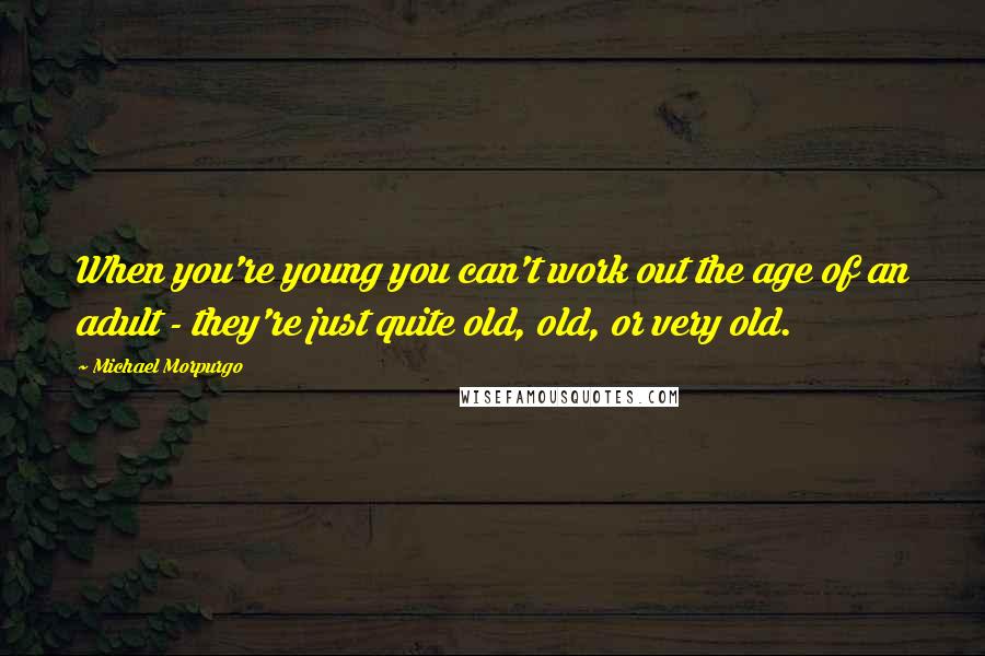 Michael Morpurgo Quotes: When you're young you can't work out the age of an adult - they're just quite old, old, or very old.