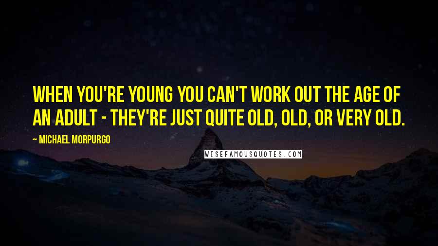 Michael Morpurgo Quotes: When you're young you can't work out the age of an adult - they're just quite old, old, or very old.