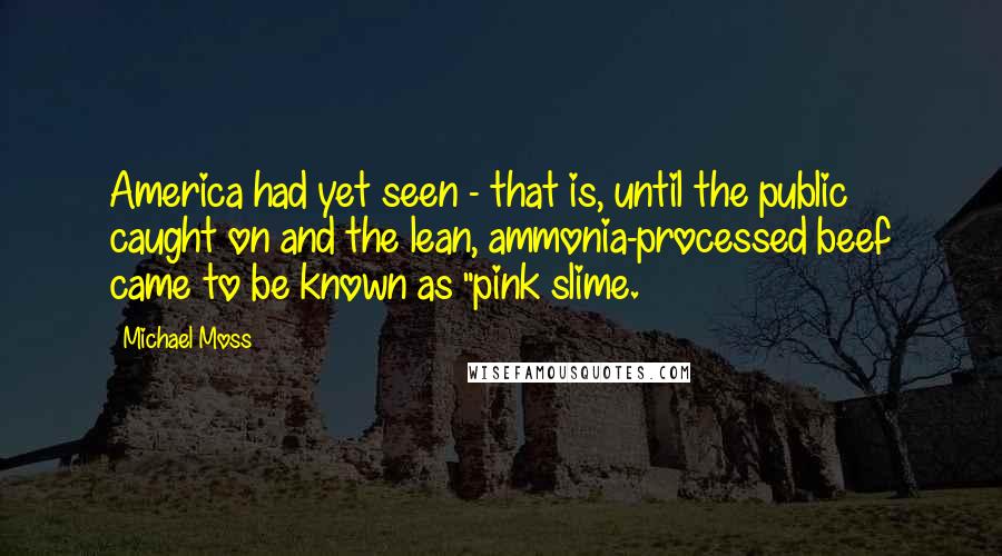 Michael Moss Quotes: America had yet seen - that is, until the public caught on and the lean, ammonia-processed beef came to be known as "pink slime.