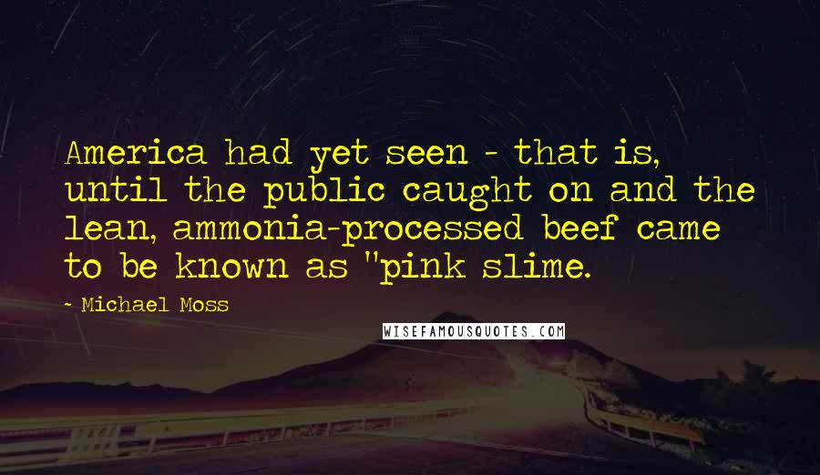 Michael Moss Quotes: America had yet seen - that is, until the public caught on and the lean, ammonia-processed beef came to be known as "pink slime.