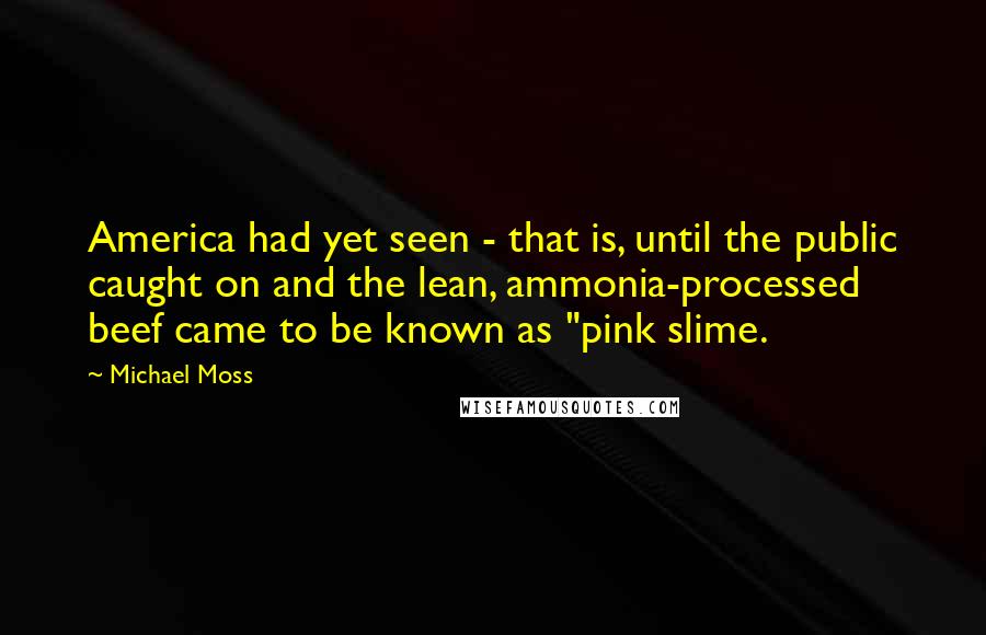 Michael Moss Quotes: America had yet seen - that is, until the public caught on and the lean, ammonia-processed beef came to be known as "pink slime.