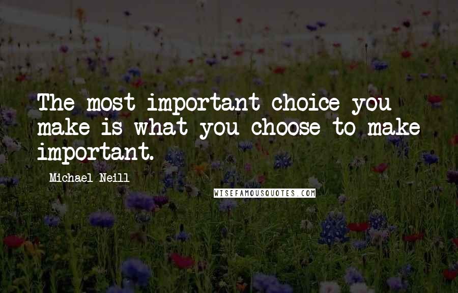 Michael Neill Quotes: The most important choice you make is what you choose to make important.