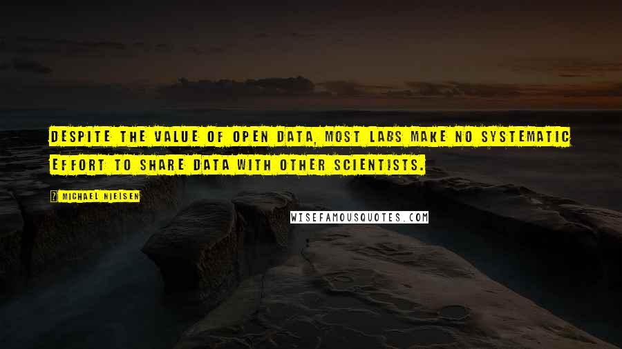 Michael Nielsen Quotes: Despite the value of open data, most labs make no systematic effort to share data with other scientists.