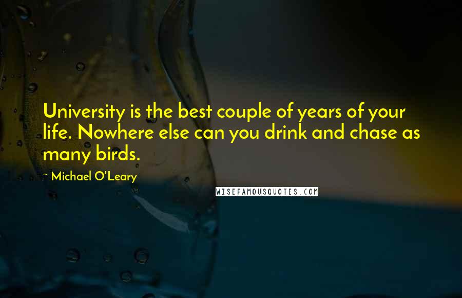 Michael O'Leary Quotes: University is the best couple of years of your life. Nowhere else can you drink and chase as many birds.