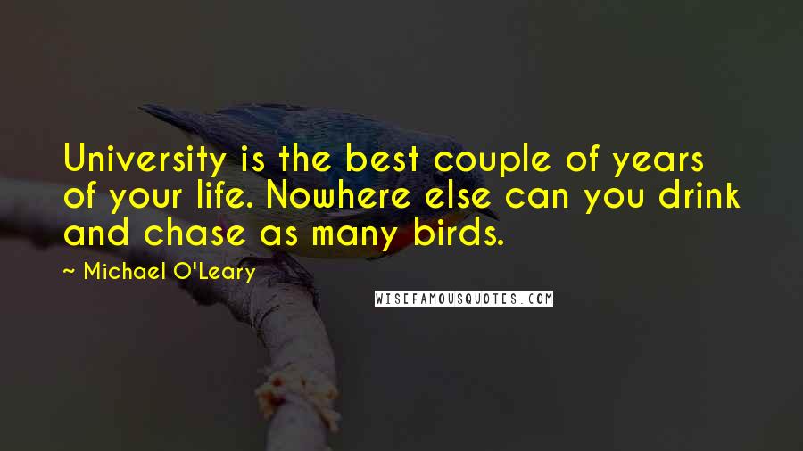 Michael O'Leary Quotes: University is the best couple of years of your life. Nowhere else can you drink and chase as many birds.