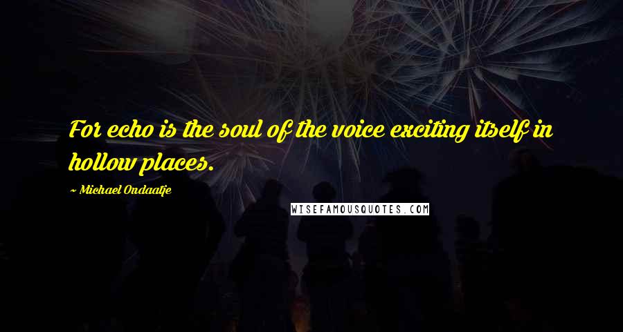 Michael Ondaatje Quotes: For echo is the soul of the voice exciting itself in hollow places.