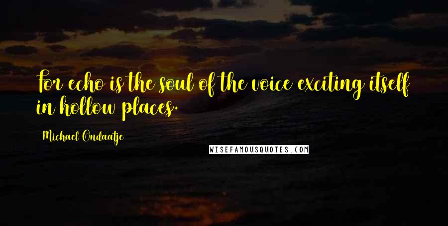 Michael Ondaatje Quotes: For echo is the soul of the voice exciting itself in hollow places.