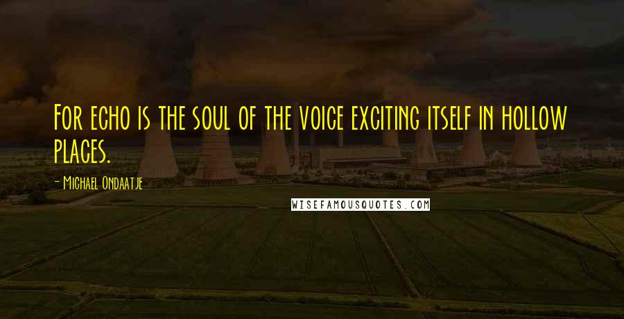 Michael Ondaatje Quotes: For echo is the soul of the voice exciting itself in hollow places.