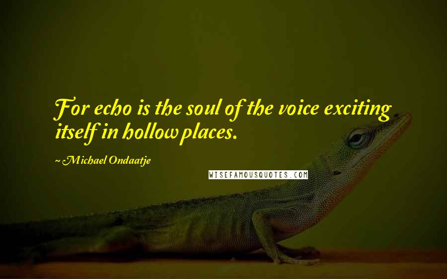 Michael Ondaatje Quotes: For echo is the soul of the voice exciting itself in hollow places.