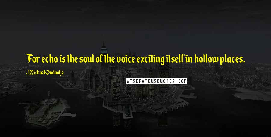 Michael Ondaatje Quotes: For echo is the soul of the voice exciting itself in hollow places.