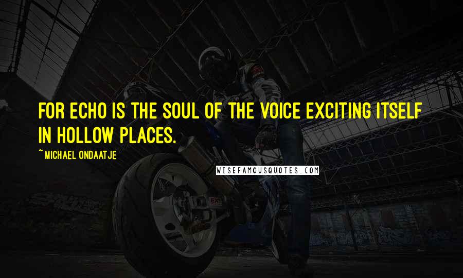 Michael Ondaatje Quotes: For echo is the soul of the voice exciting itself in hollow places.