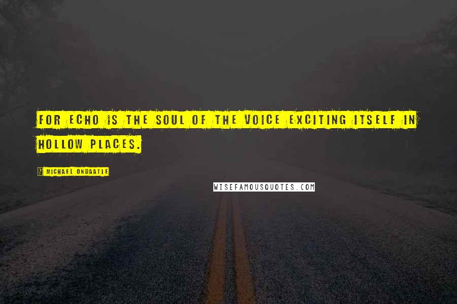 Michael Ondaatje Quotes: For echo is the soul of the voice exciting itself in hollow places.