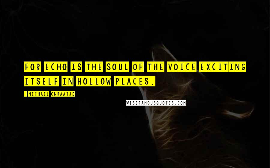 Michael Ondaatje Quotes: For echo is the soul of the voice exciting itself in hollow places.