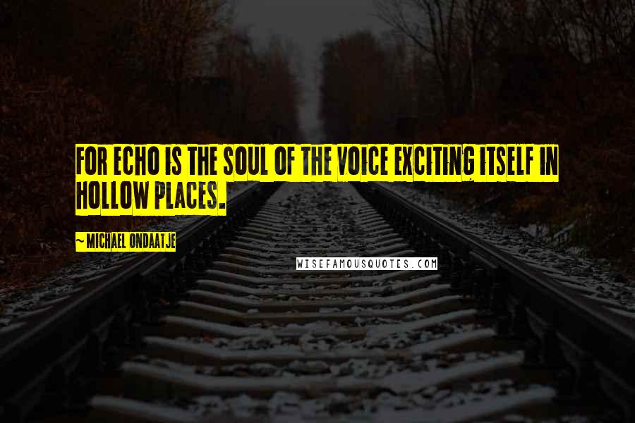 Michael Ondaatje Quotes: For echo is the soul of the voice exciting itself in hollow places.