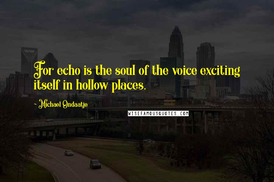 Michael Ondaatje Quotes: For echo is the soul of the voice exciting itself in hollow places.